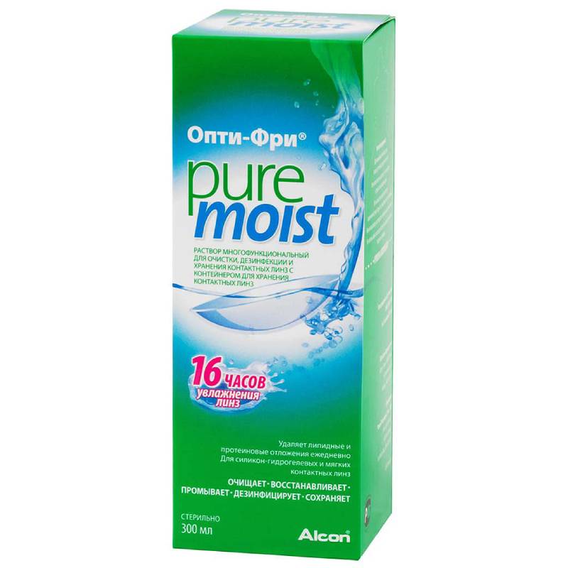 Изображение товара Опти-Фри Pure Moist раствор для контактных линз 300 мл многофункциональный