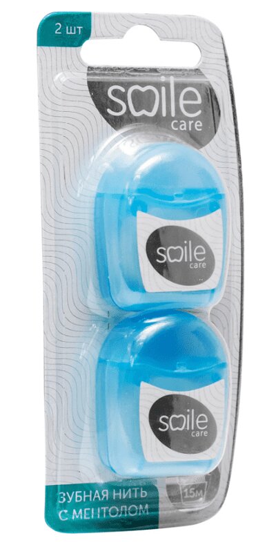 Изображение товара Smile Care Зубная нить Ментол 15 м 2 шт для гигиены полости рта
