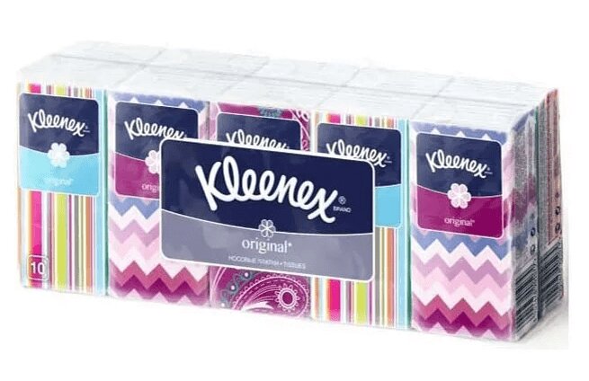 Изображение товара Качественные бумажные носовые платки Kleenex Original 10х10 шт в упаковке