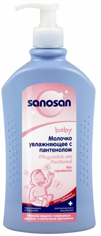 Изображение товара Увлажняющее молочко для младенцев Sanosan Baby с пантенолом 500 мл