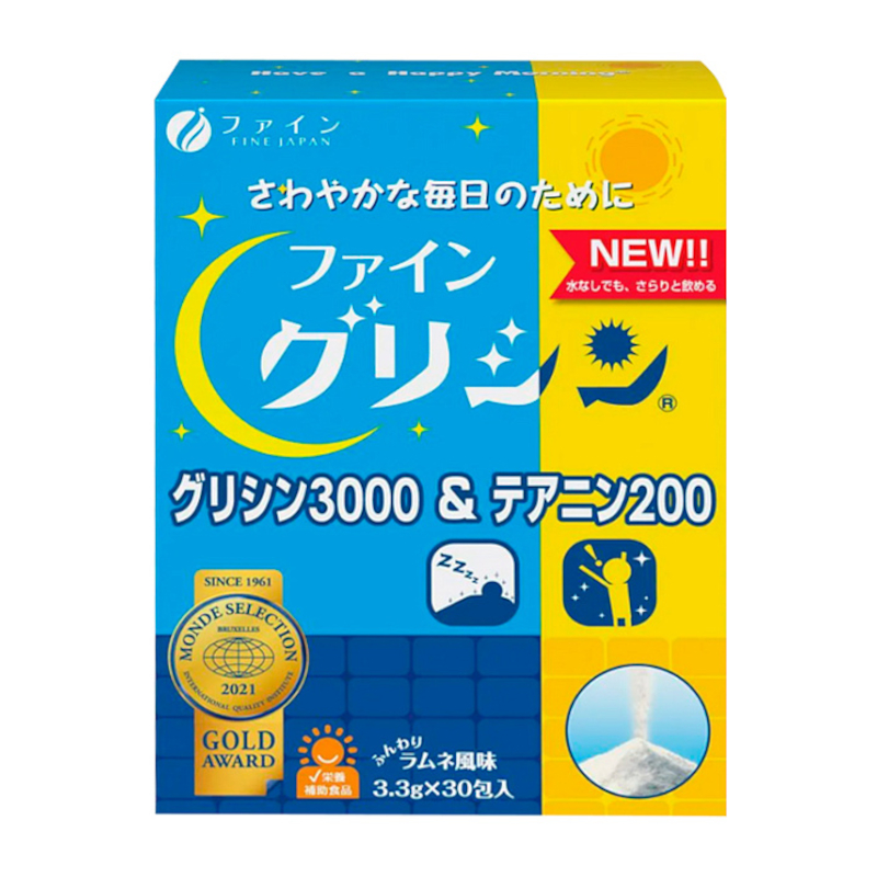 Изображение товара Глицин и теанин порошок 30 шт от Fine Japan для нервной системы и энергии