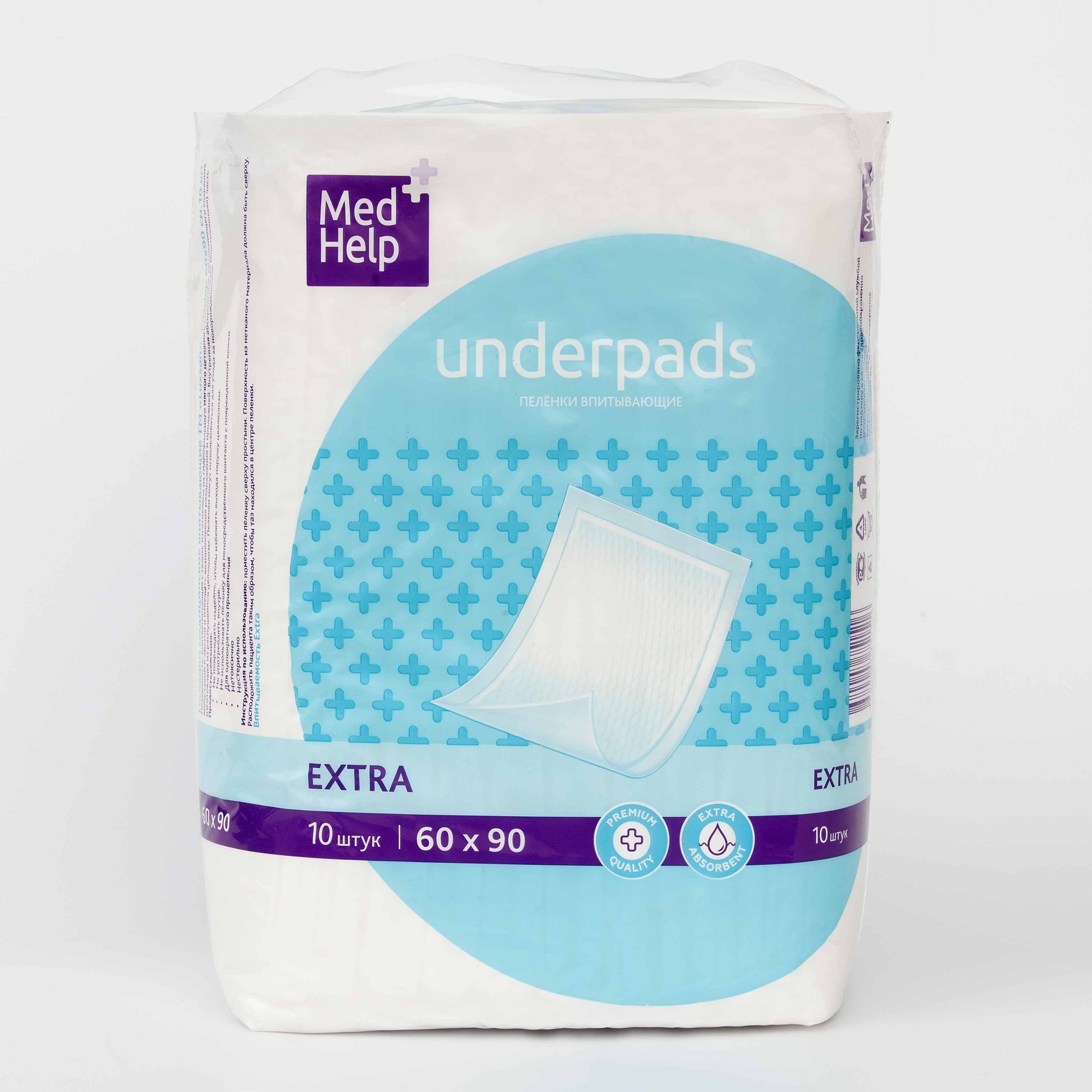 Изображение товара MedHelp Extra одноразовые пеленки для взрослых 60x90 см, 10 шт