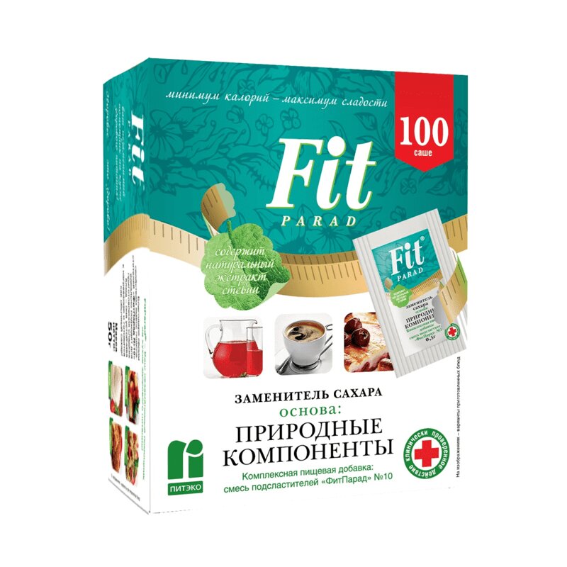 Изображение товара FitParad №10 Заменитель сахара экстракт стевии и эритрит саше 100 шт