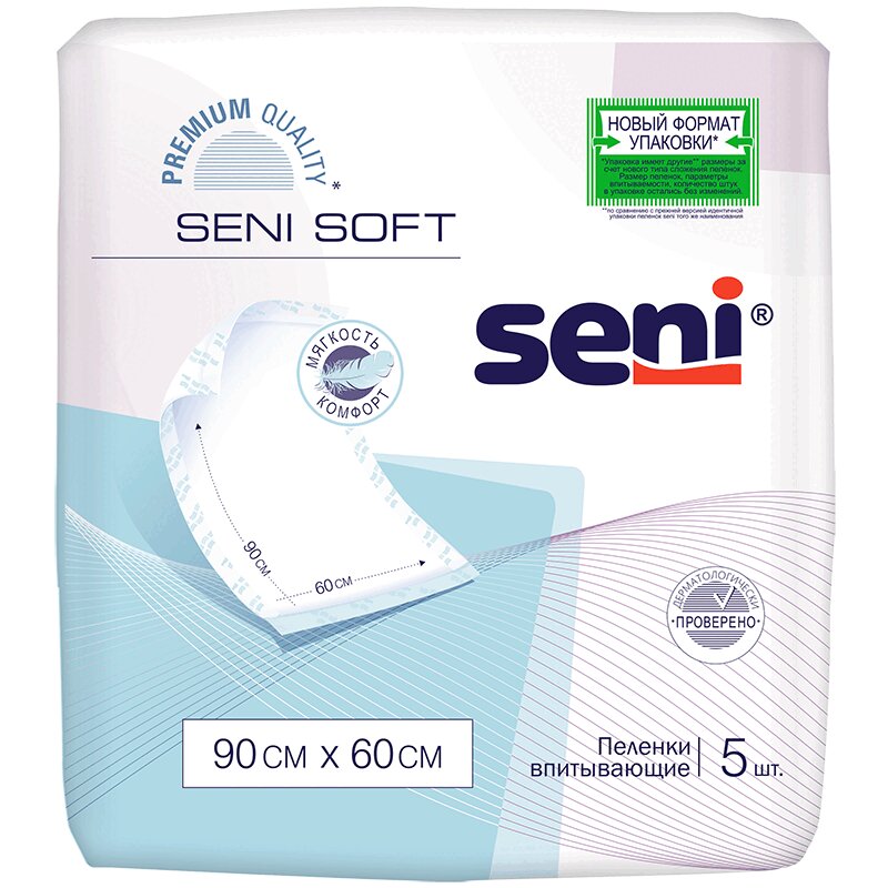 Изображение товара Seni Soft Пеленки впитывающие одноразовые 60 см x 90 см 5 шт