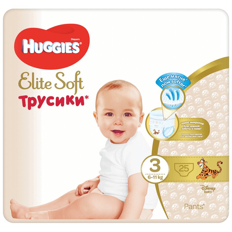 Изображение товара Huggies Elite Soft 3 Подгузники-трусики детские 6-11 кг 25 шт