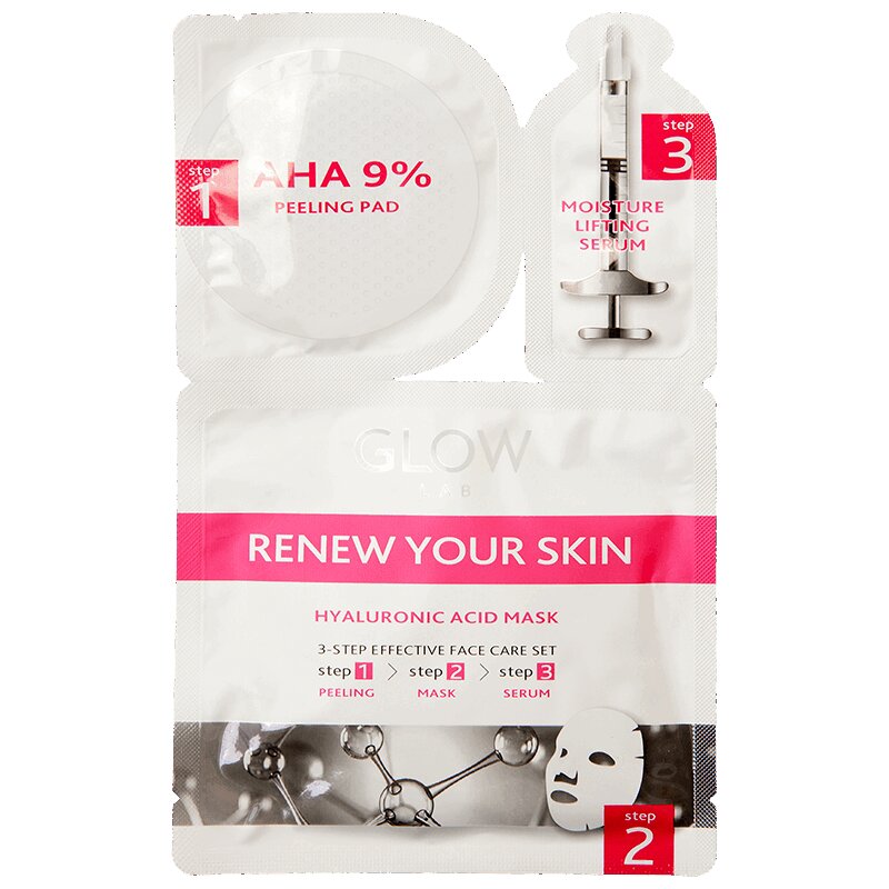 Изображение товара Glow Lab 3-х этапная маска с АНА-кислотами для обновления и увлажнения