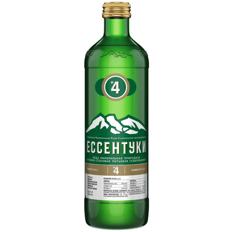 Изображение товара Ессентуки №4 вода минеральная стекло 450 мл природная лечебно-столовая газированная