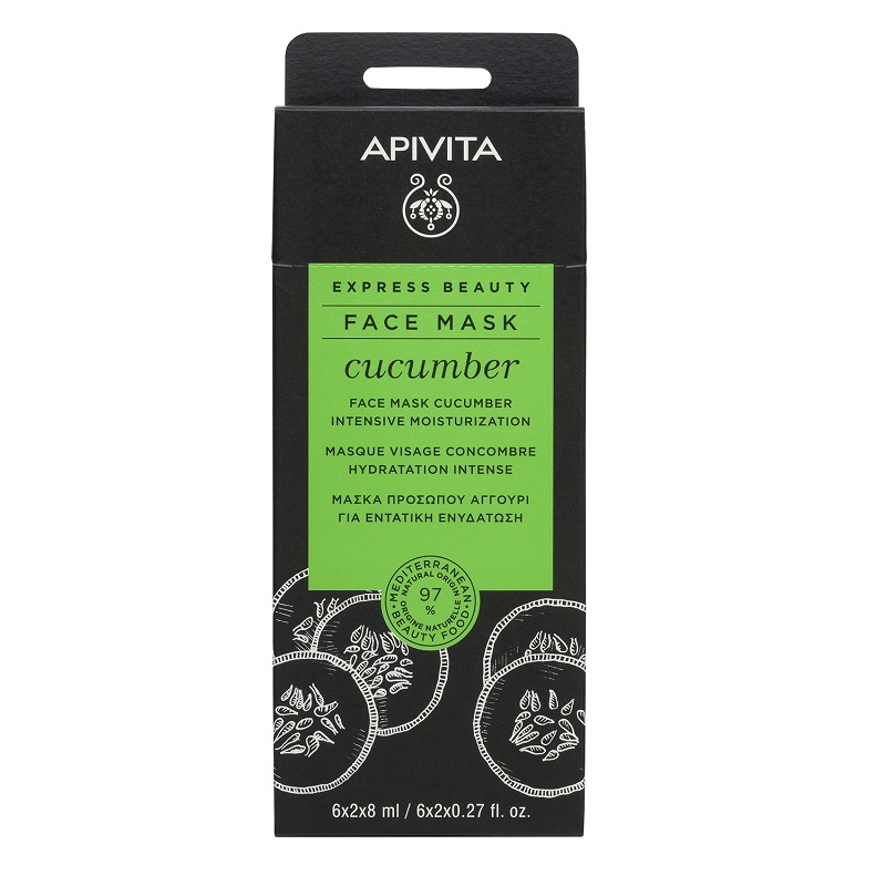 Изображение товара Маска интенсивная увлажняющая с огурцом Apivita 8 мл 2 шт натуральное средство для лица