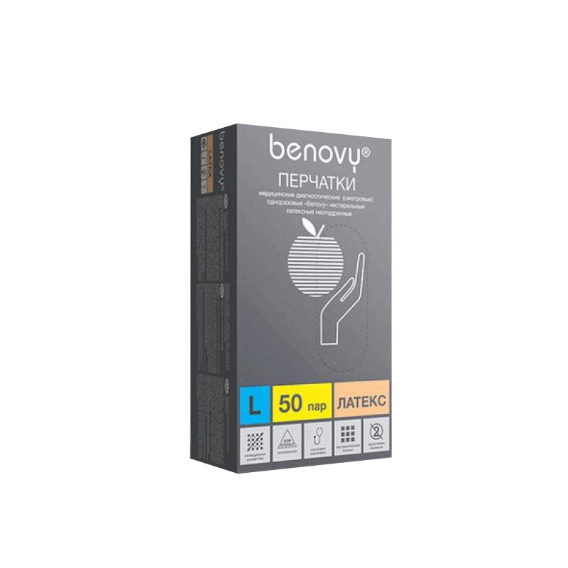 Изображение товара Перчатки латексные нестерильные неопудренные размер L 50 пар PL