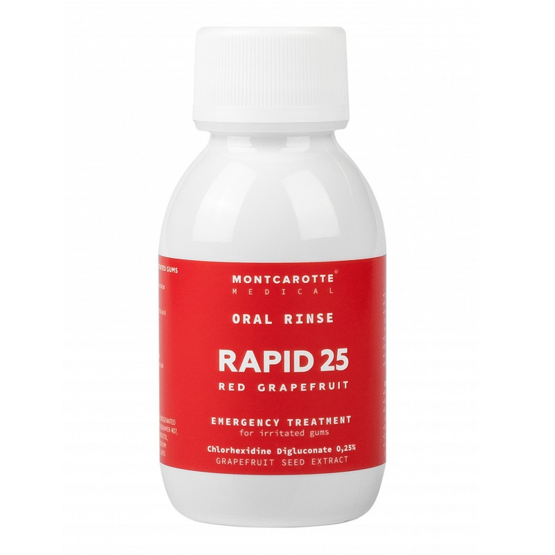 Изображение товара Montcarotte Рапид 25 Ополаскиватель для полости рта 100 мл с хлоргексидином и вкусом грейпфрута