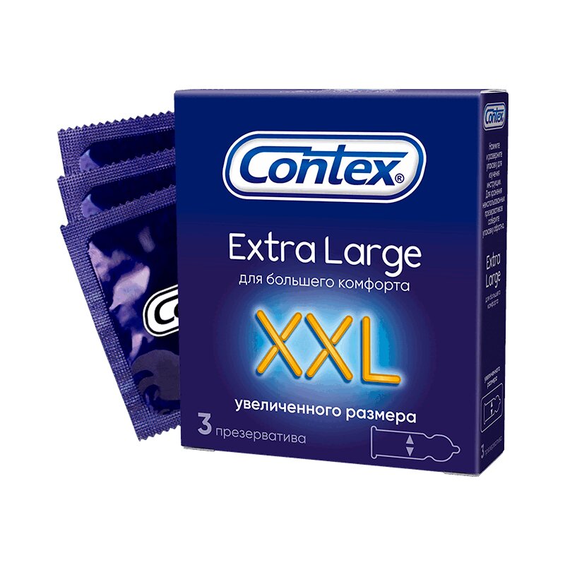 Изображение товара Презервативы Contex Extra Large 3 шт увеличенного размера, натуральный латекс, силиконовая смазка