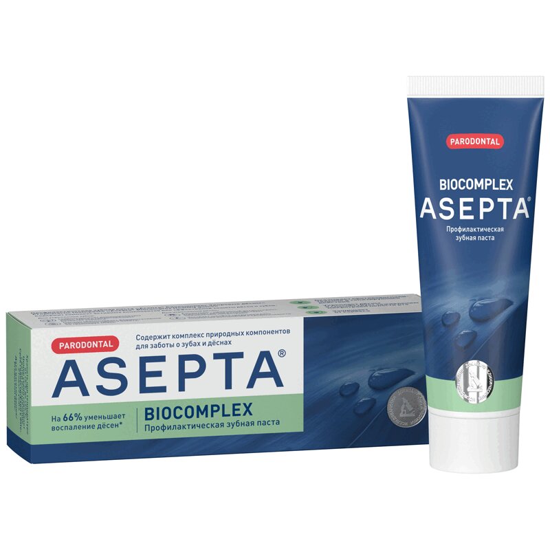 Изображение товара Зубная паста для укрепления десен Asepta Biocomplex 75 мл натуральный уход