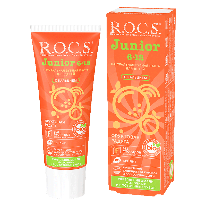 Изображение товара Детская зубная паста R.O.C.S. Junior Фруктовая радуга 74 г для профилактики кариеса здоровья десен