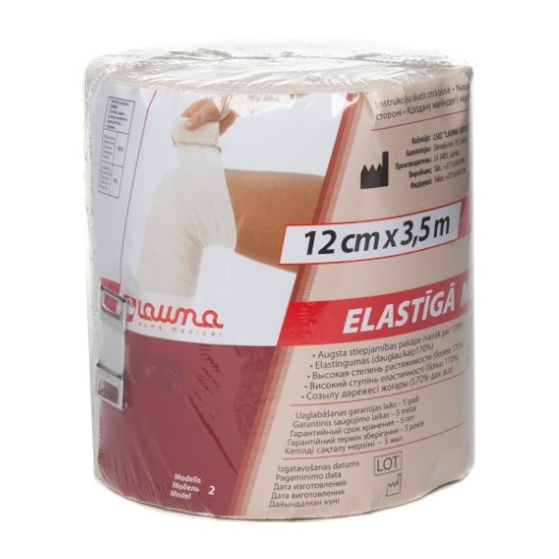 Изображение товара Эластичный компрессионный бинт Lauma 12см х 3,5м высокая растяжимость