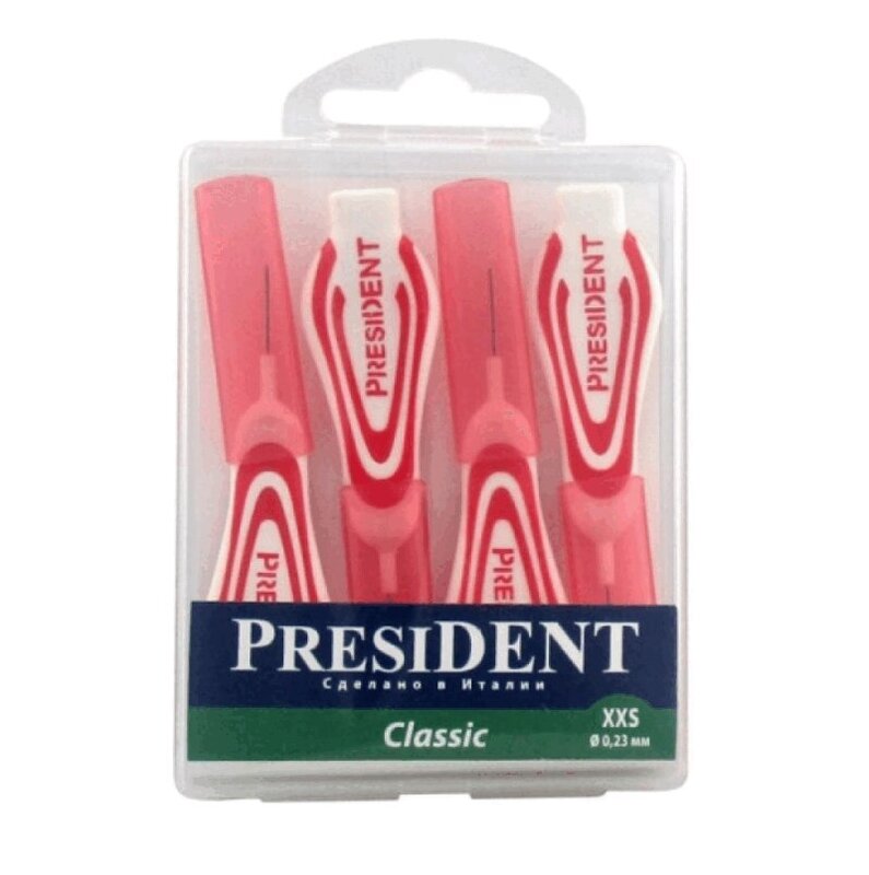 Изображение товара Межзубные ершики PRESIDENT Classic ХХS 4 шт для брекетов мостов и зубных протезов