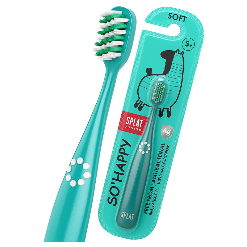 Изображение товара Детская зубная щетка SPLAT Junior с ионами серебра, мягкая, яркий дизайн