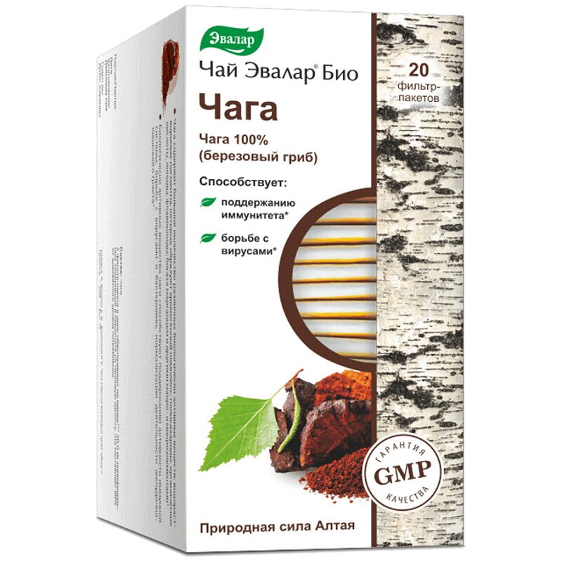 Изображение товара Эвалар Био Чай Чага фильтр-пакеты 1 5 г 20 шт натуральный иммунитет