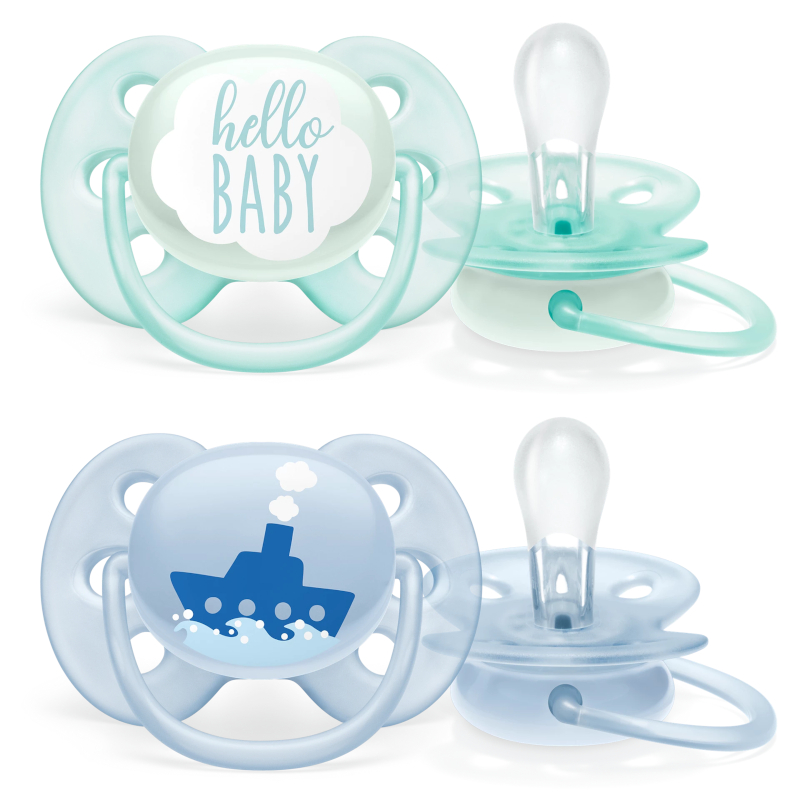 Изображение товара Пустышка Philips Avent Ultra Soft 0-6 мес силикон 2 шт - безопасный и мягкий нагубник