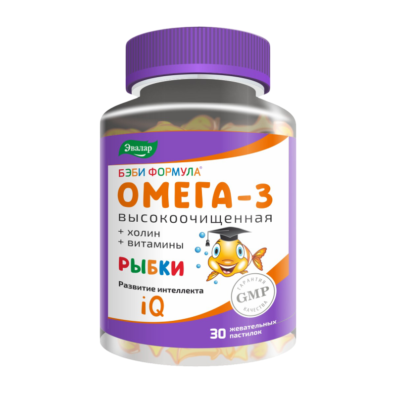 Изображение товара Эвалар Бэби Формула Рыбки Омега-3 жевательные пастилки для детей 30 шт