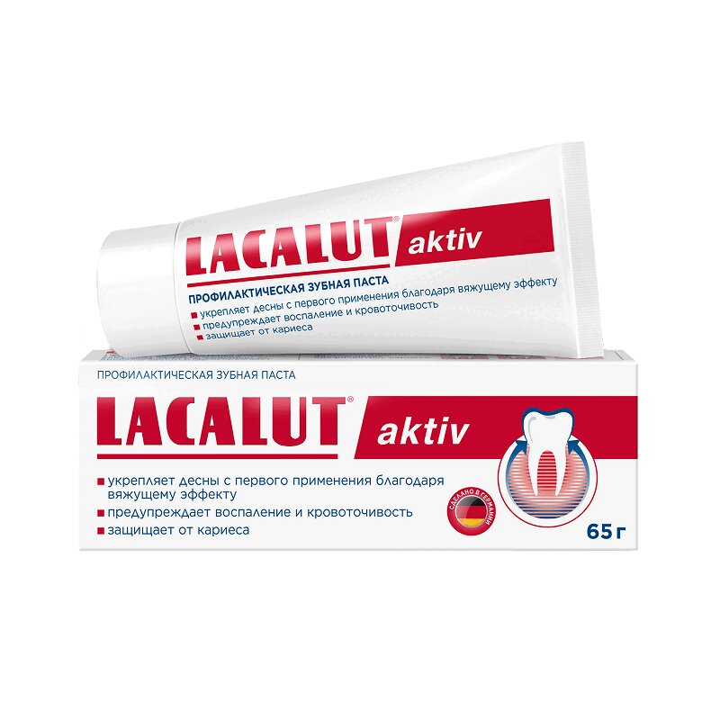 Изображение товара Зубная паста Lacalut Active 65 г укрепление десен профилактика кариеса