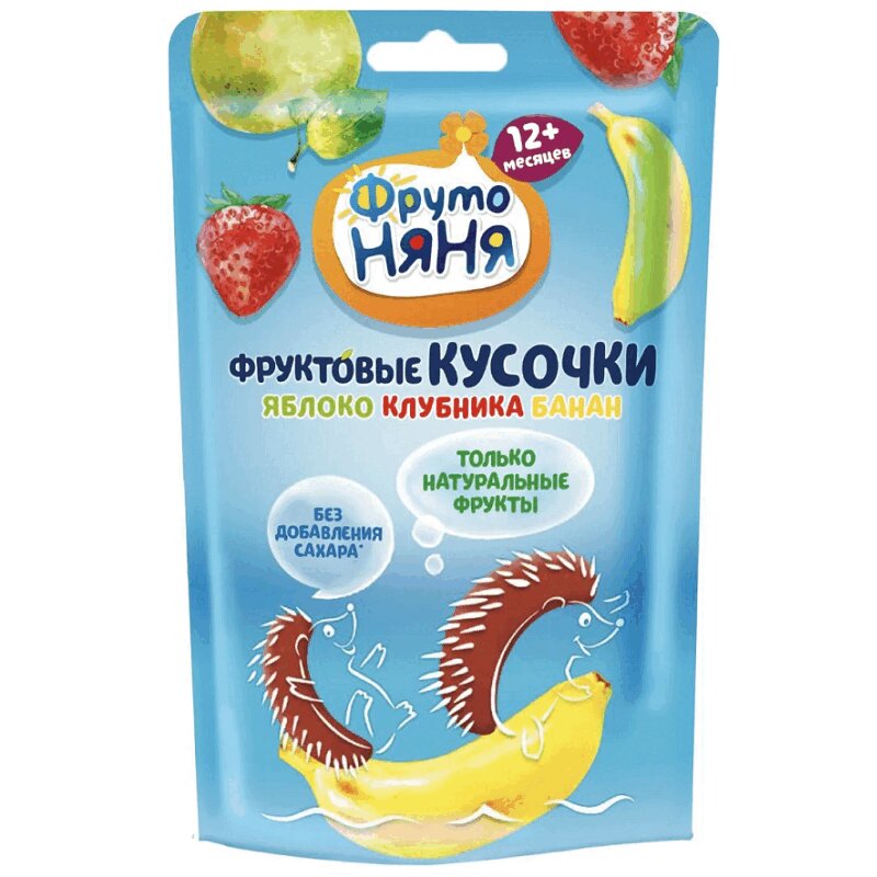 Изображение товара ФрутоНяня Фруктовые кусочки Яблоко-Клубника-Банан 15 г для детей
