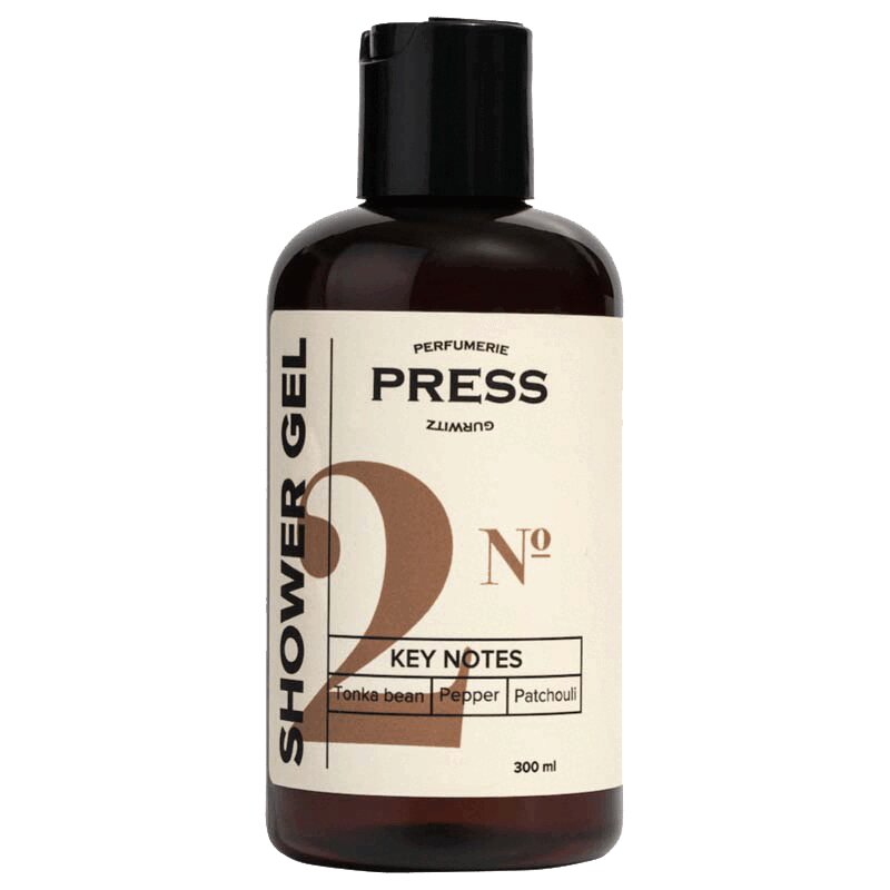 Изображение товара Парфюмерный гель для душа Press Gurwitz №2 Бобы Тонка-Черный перец-Пачули 300 мл