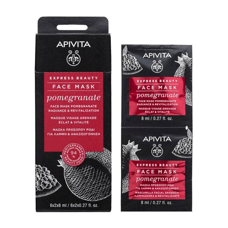 Изображение товара Маска для лица с гранатом Apivita 8 мл 2 шт натуральный уход для сияния и молодости