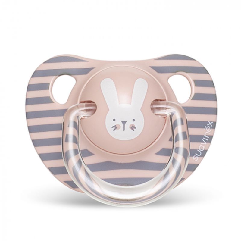 Изображение товара Пустышка Совинекс Хюьгге Бэби анатомическая силиконовая с кольцом 6-18мес Розовая