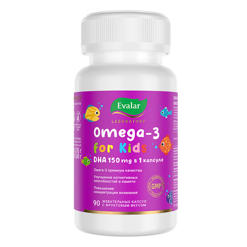 Изображение товара Evalar Омега-3 для детей капсулы жевательные Фрукты 90 шт