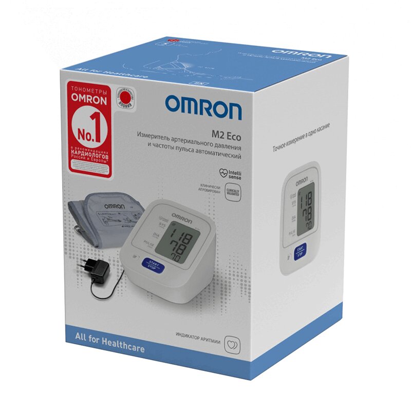 Изображение товара Автоматический тонометр Omron M2 Eco ARU с адаптером и манжетой 22-32 см