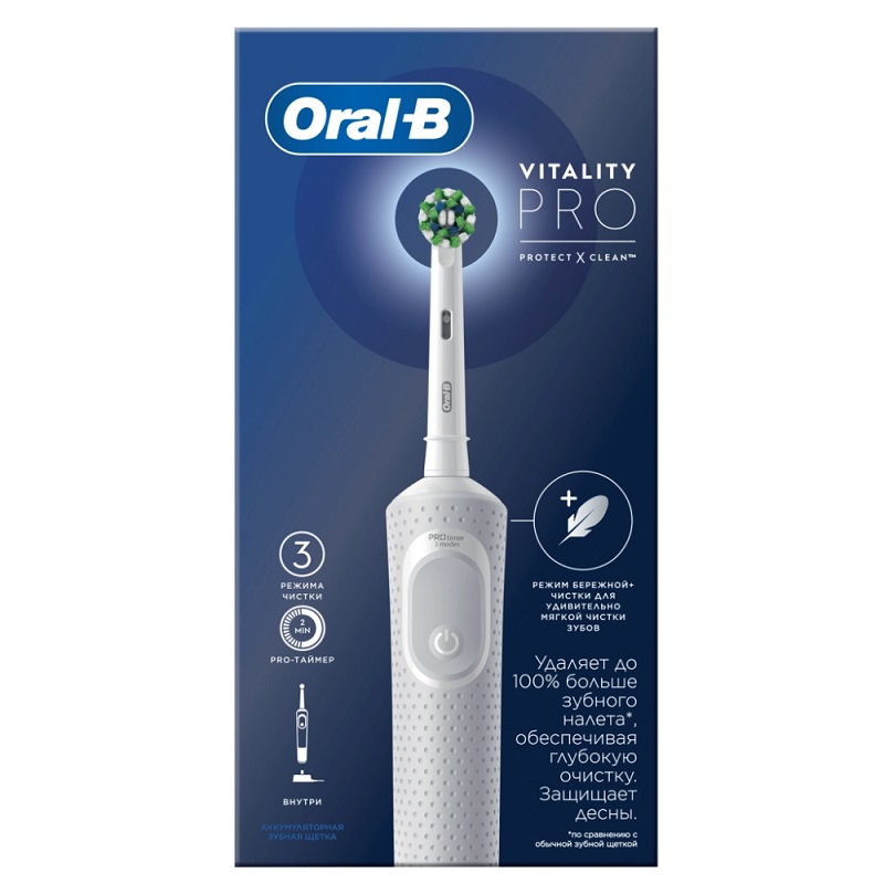 Изображение товара Электрическая зубная щетка Oral-B Vitality PRO 3708 белая для ежедневной гигиены