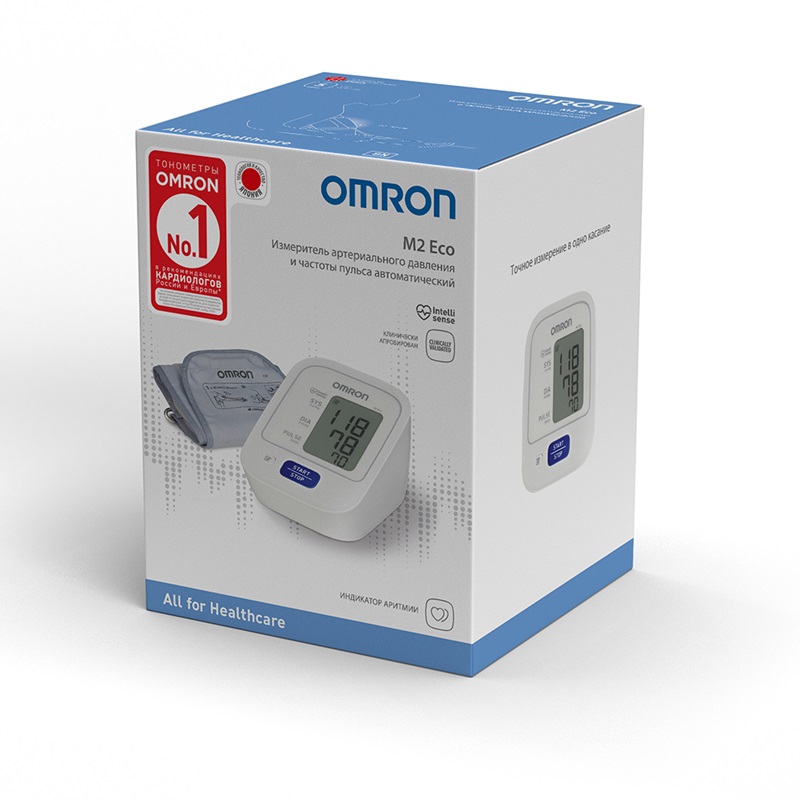 Изображение товара Автоматический тонометр Omron M2 Eco RU на плечо с памятью и приложением