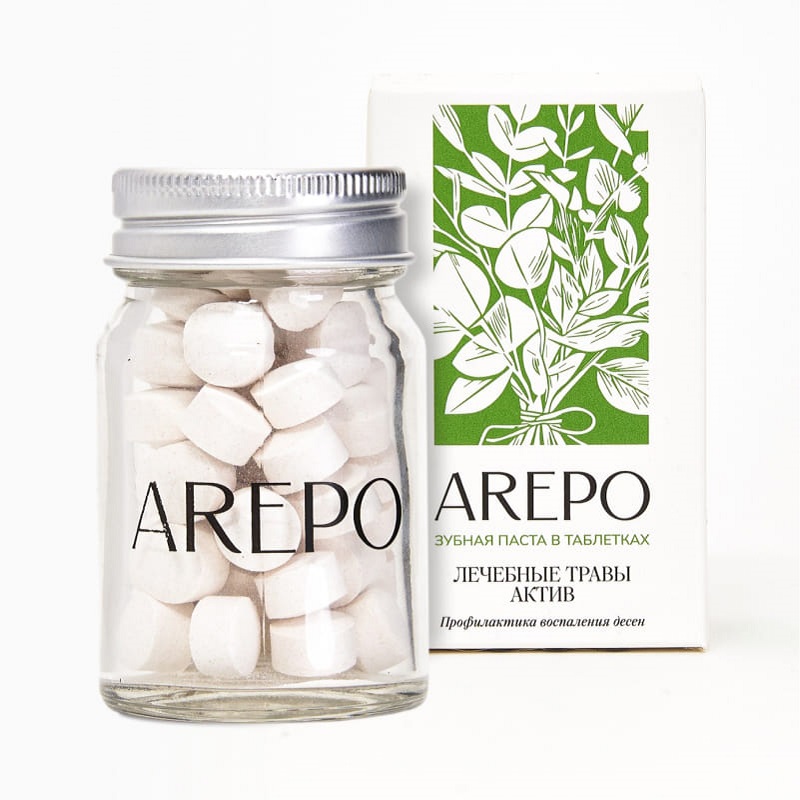 Изображение товара Арепо Паста зубная в таблетках Лечебные травы актив 55 шт натуральное средство