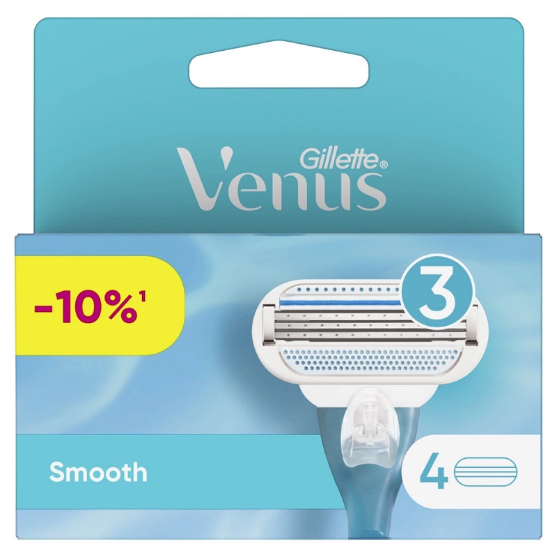 Изображение товара Кассеты для бритвенного станка Gillette Venus Smooth 4 шт качественный гель для гладкости