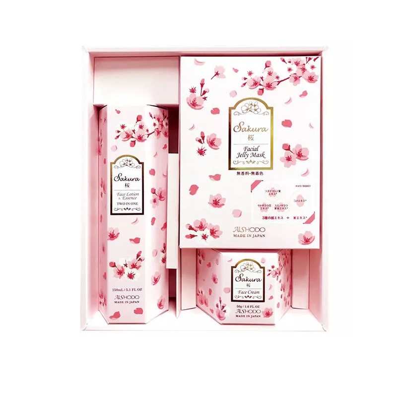 Изображение товара Набор японской косметики Aishodo Sakura Лосьон-эссенция, маски и крем 150 мл