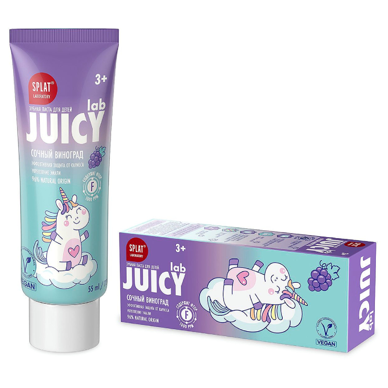 Изображение товара Детская зубная паста Splat Juicy Lab с фтором для детей от 3 лет 55 мл виноград
