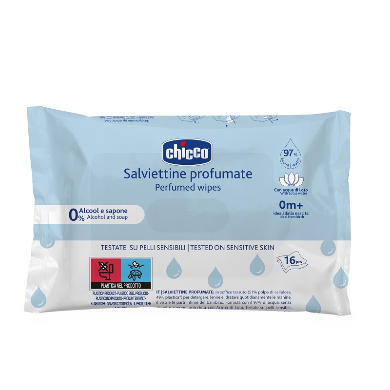 Изображение товара Влажные салфетки Chicco 16 шт для ухода за кожей ребенка