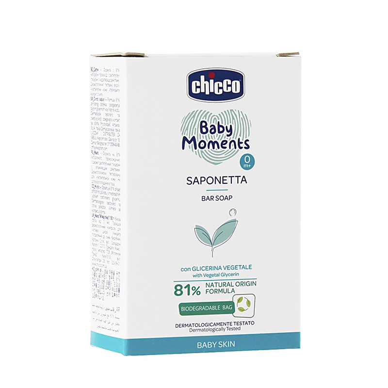 Изображение товара Детское мыло Chicco Baby Moments 100 г - мягкое очищение для чувствительной кожи
