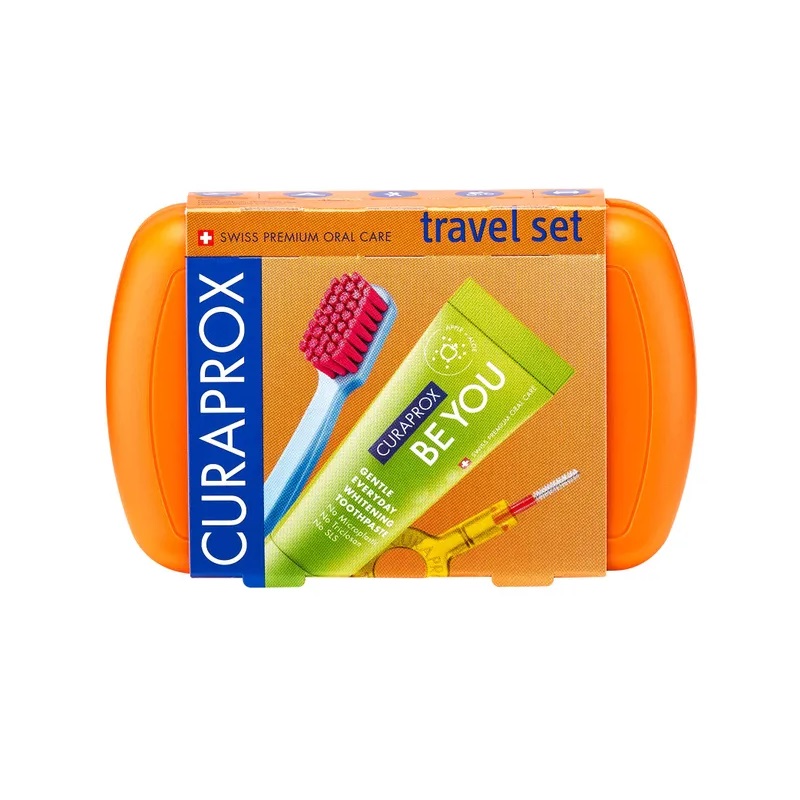 Изображение товара Curaprox Би Ю дорожный набор щетка паста эршики оранжевый компактный