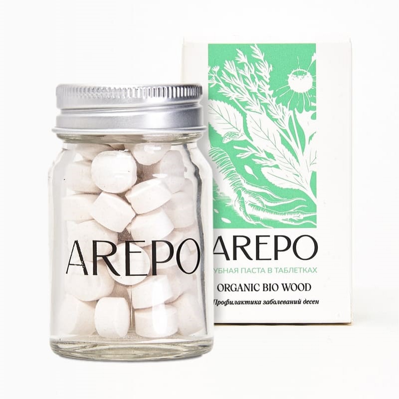 Изображение товара Арепо Органик био вуд Зубная паста в таблетках 55 шт натуральный уход