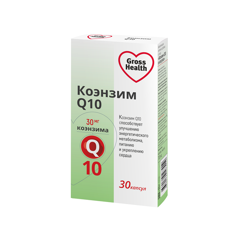 Изображение товара Gross Health Коэнзим Q10 30 мг 30 капсул биодобавка для здоровья сердца