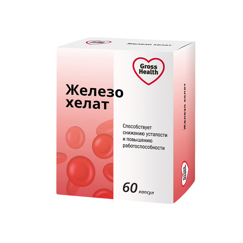 Изображение товара Gross Health Железо хелат капсулы 60 шт - активная добавка с железом витаминными комплексами