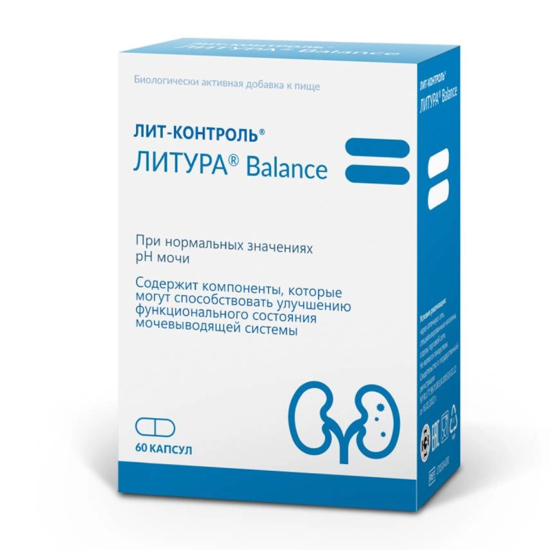 Изображение товара Лит-Контроль Литура Баланс капсулы для профилактики мочекаменной болезни 60 шт
