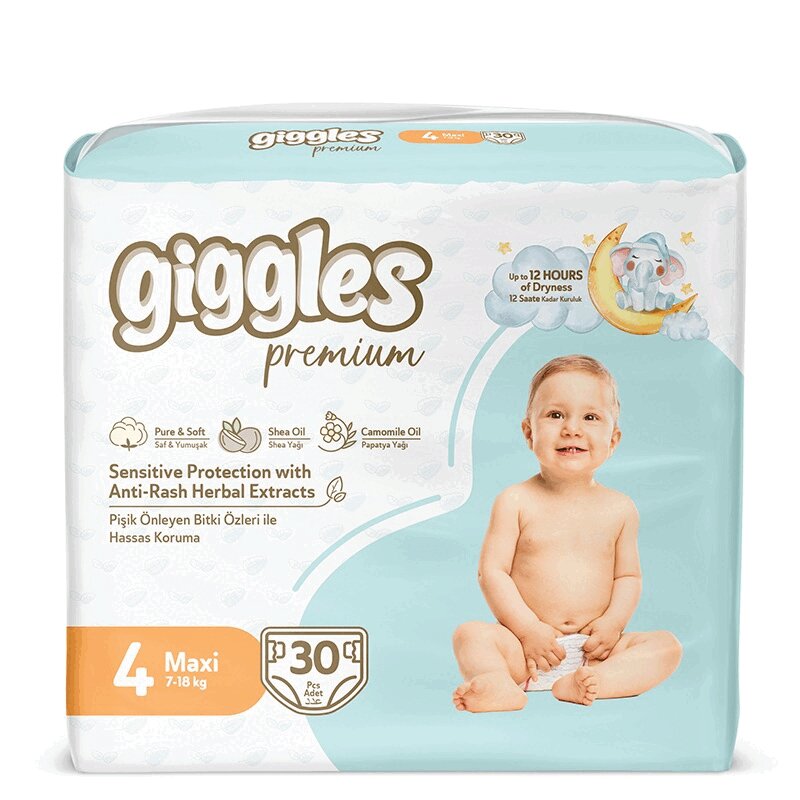Изображение товара Giggles Premium Maxi Подгузники 7-18 кг 30 шт для малышей
