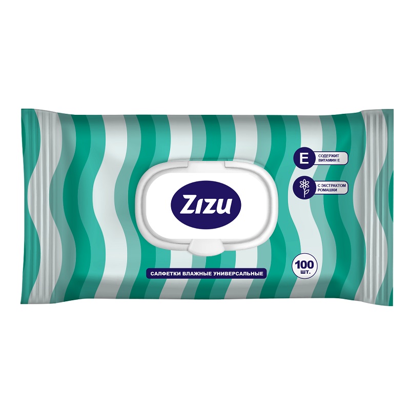 Изображение товара Zizu Салфетки влажные универсальные с ромашкой и витамином Е 100 шт
