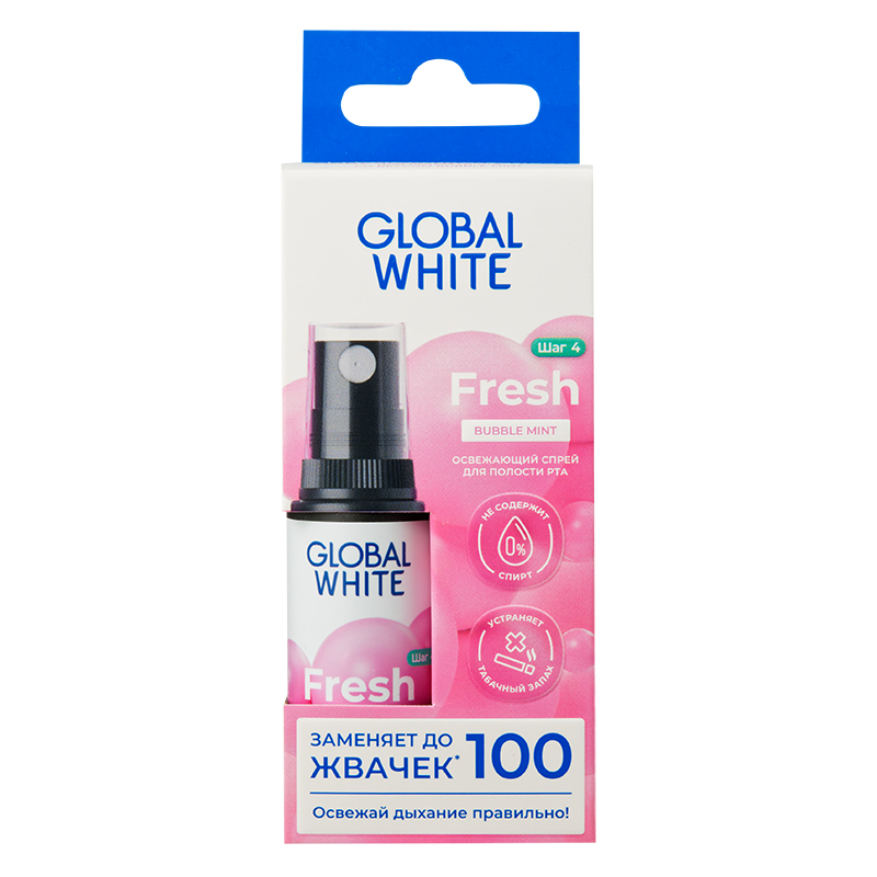 Изображение товара Global White Спрей для полости рта освежающий 15 мл Бабл Минт