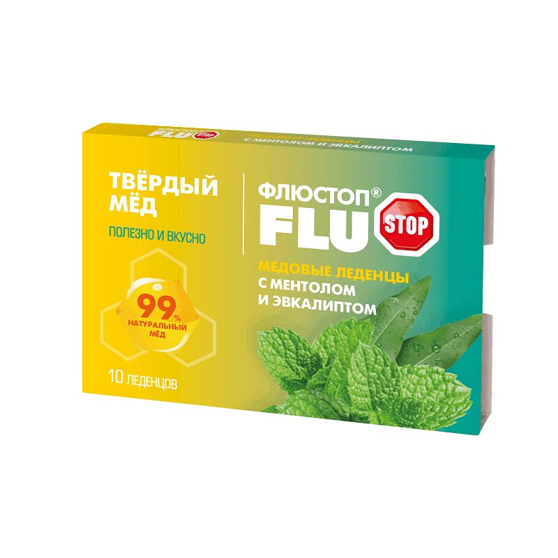 Изображение товара Медовые леденцы с ментолом и эвкалиптом в упаковке 10 штук Хани Вэй