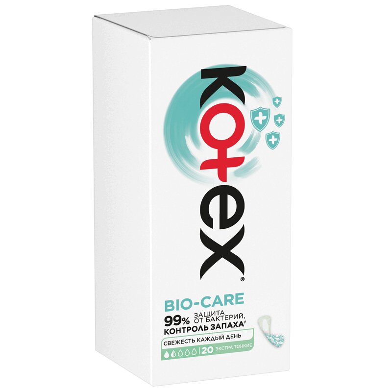 Изображение товара Ежедневные прокладки Kotex Bio-Care экстра тонкие 20 шт комфорт и защита