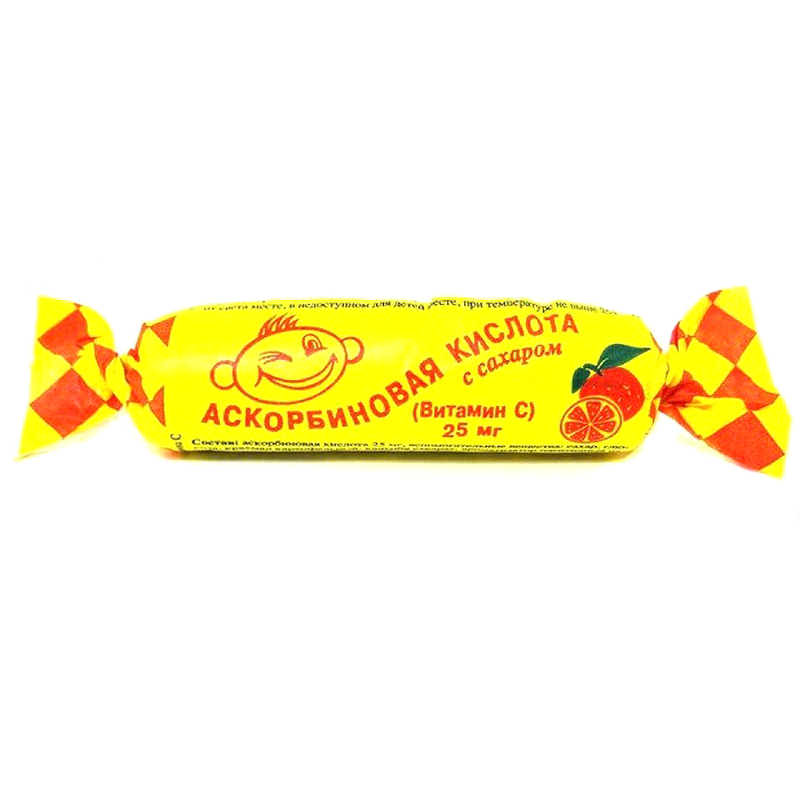 Изображение товара Аскорбиновая кислота с сахаром таблетки жевательные Апельсин 10 шт