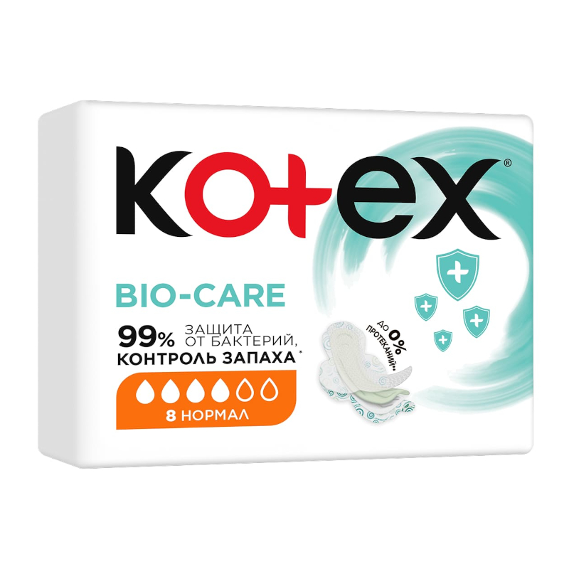 Изображение товара Гигиенические прокладки Kotex Bio-Care Нормал с крылышками 8 шт